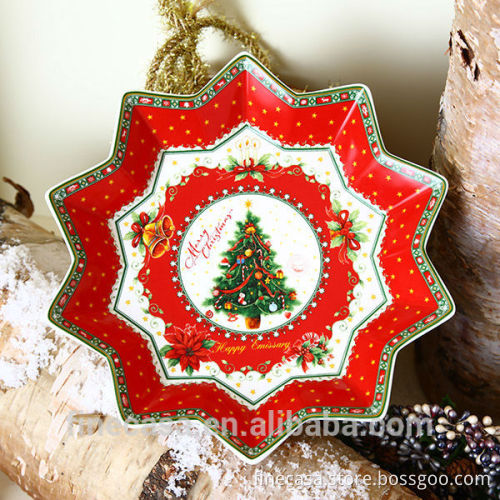 9 Inches Star Shaped Christmas Plate Decoration